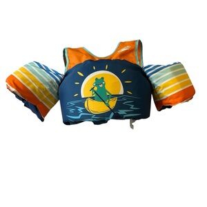 Speedo Kids Swim Vest - Blue, Orange, and Green